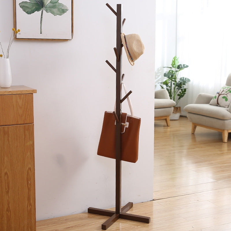 ELECTROPRIME Creative Tree-shaped Solid Wood Floor Hatstand Clothes Hanging Rack,Size: 165x50x5cm (Dark Coffee)