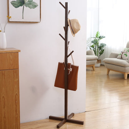 ELECTROPRIME Creative Tree-shaped Solid Wood Floor Hatstand Clothes Hanging Rack,Size: 165x50x5cm (Dark Coffee)