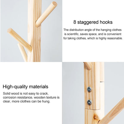 ELECTROPRIME Creative Tree-shaped Solid Wood Floor Hatstand Clothes Hanging Rack,Size: 165x50x5cm (Dark Coffee)