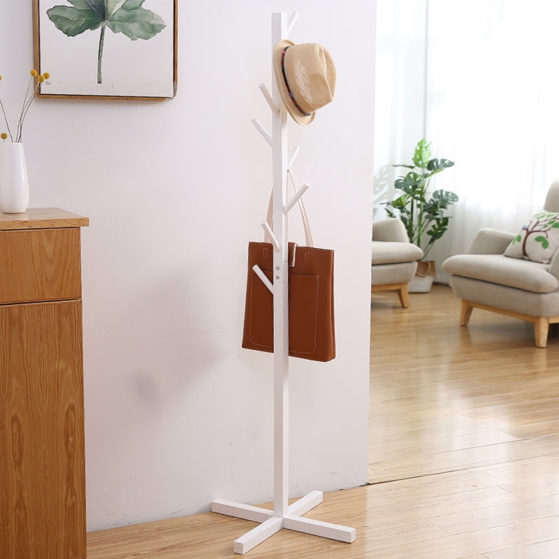 ELECTROPRIME Creative Tree-shaped Solid Wood Floor Hatstand Clothes Hanging Rack,Size: 165x50x5cm(White)