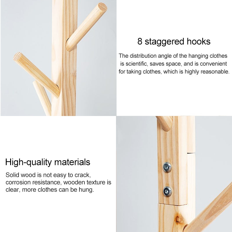 ELECTROPRIME Creative Tree-shaped Solid Wood Floor Hatstand Clothes Hanging Rack,Size: 165x50x5cm (Wood)