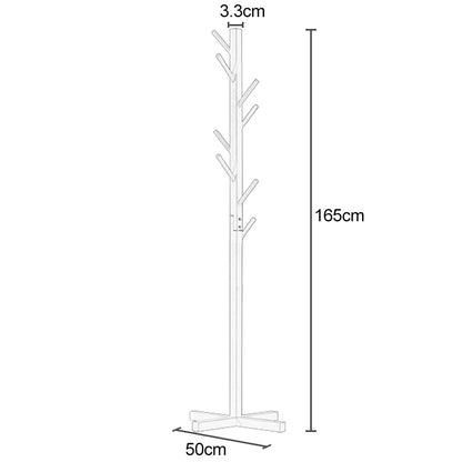 ELECTROPRIME Creative Tree-shaped Solid Wood Floor Hatstand Clothes Hanging Rack,Size: 165x50x5cm(White)