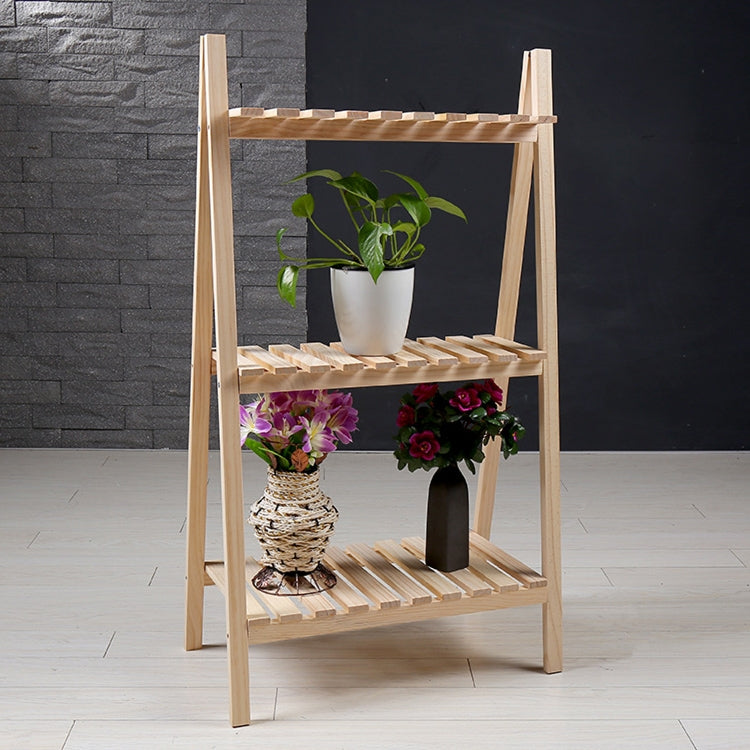 ELECTROPRIME Solid Wood Folding Multi-layer Flower Plate Storage Shelves Shoe Rack, Size: 90x50x30cm(Wood)