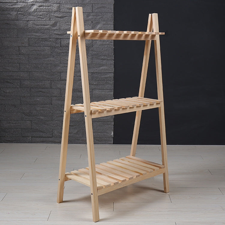 ELECTROPRIME Solid Wood Folding Multi-layer Flower Plate Storage Shelves Shoe Rack, Size: 90x50x30cm(Wood)