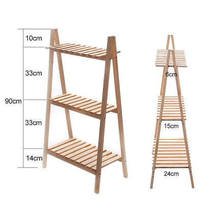 ELECTROPRIME Solid Wood Folding Multi-layer Flower Plate Storage Shelves Shoe Rack, Size: 90x50x30cm(Wood)
