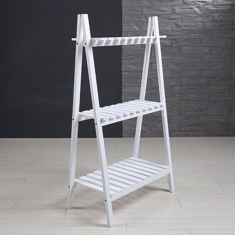ELECTROPRIME Solid Wood Folding Multi-layer Flower Plate Storage Shelves Shoe Rack, Size: 90x50x30cm (White)