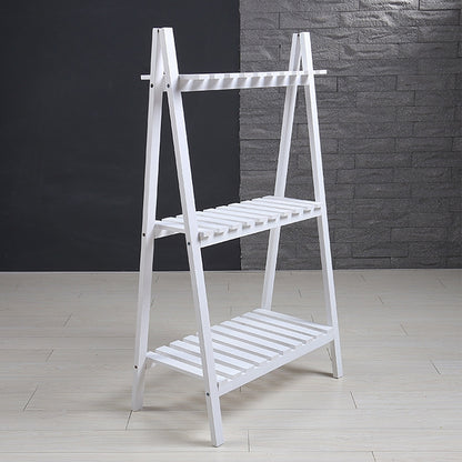 ELECTROPRIME Solid Wood Folding Multi-layer Flower Plate Storage Shelves Shoe Rack, Size: 90x50x30cm (White)