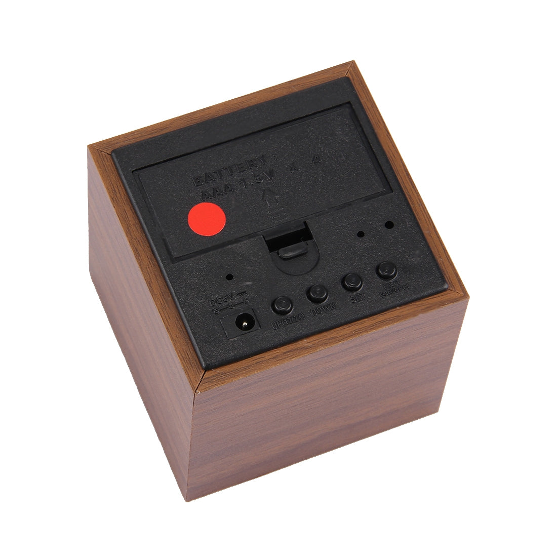 ELECTROPRIME Wood Clock Desk Table LED Digital Display Alarm Clock with Time & Date & Temperature Display(Brown)