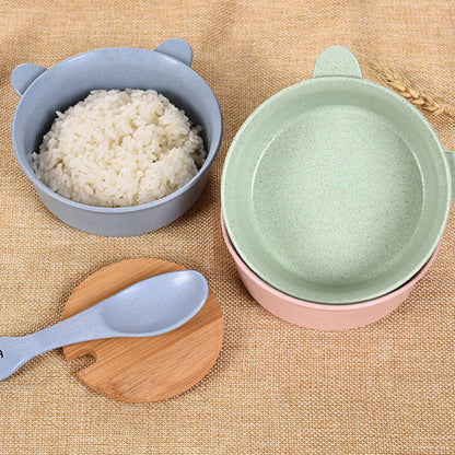 ELECTROPRIME Balcherlam Baby Wheat Stalk Materials Bowls + Spoon Kit, Random Color Delivery