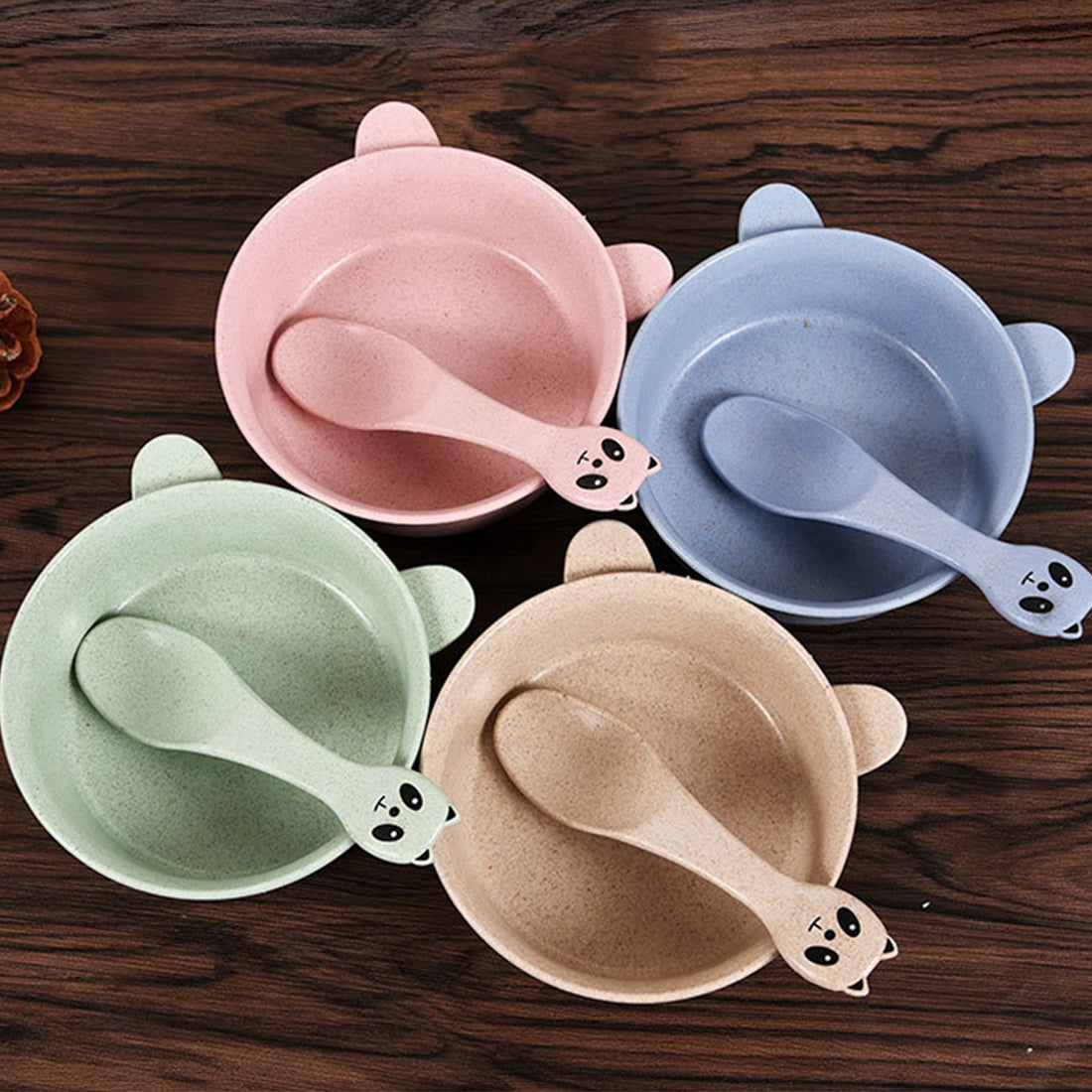 ELECTROPRIME Balcherlam Baby Wheat Stalk Materials Bowls + Spoon Kit, Random Color Delivery
