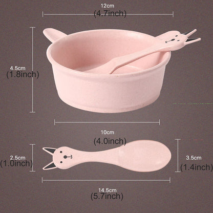 ELECTROPRIME Balcherlam Baby Wheat Stalk Materials Bowls + Spoon Kit, Random Color Delivery