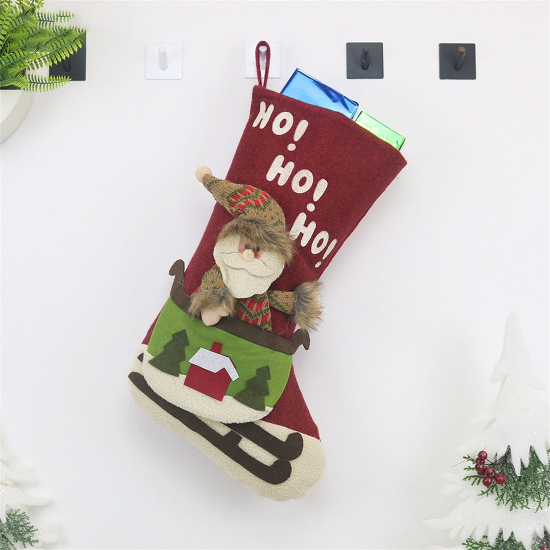 ELECTROPRIME CX20228 Santa Claus Pattern Christmas Sock Gift Bag Christmas Tree Pendant Decoration