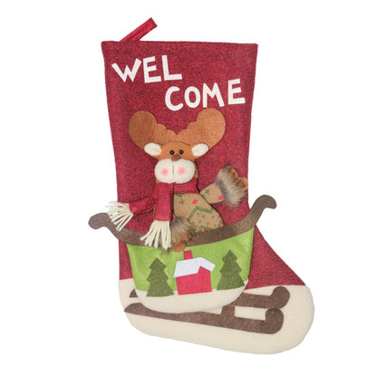 ELECTROPRIME CX20228 Elk Pattern Christmas Sock Gift Bag Christmas Tree Pendant Decoration