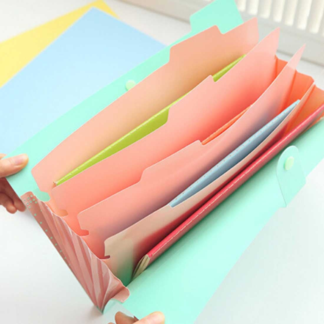 ELECTROPRIME Candy Color Document Bag Multilayer 5 Into the Folder, Random Color Delivery