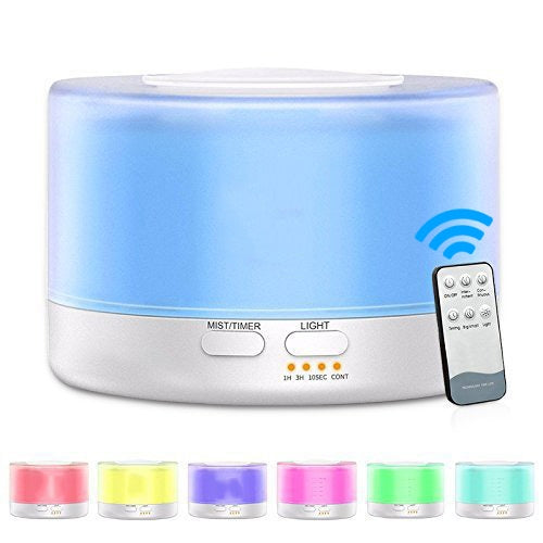 ELECTROPRIME T700 Remote Control Clear White Air Humidifier Automatic Alcohol Sprayer Essential Oil Diffuser Ultrasonic Mist Maker Ultrasonic Aroma Diffuser Atomizer Color LED, Capacity: 700ml, DC 24V, US Plug