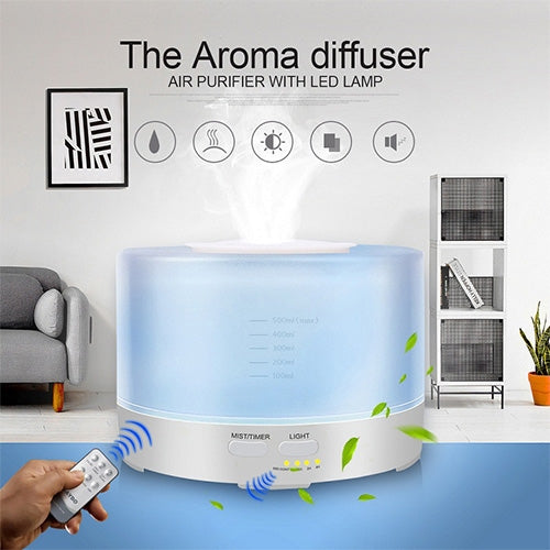 ELECTROPRIME T700 Remote Control Clear White Air Humidifier Automatic Alcohol Sprayer Essential Oil Diffuser Ultrasonic Mist Maker Ultrasonic Aroma Diffuser Atomizer Color LED, Capacity: 700ml, DC 24V, US Plug