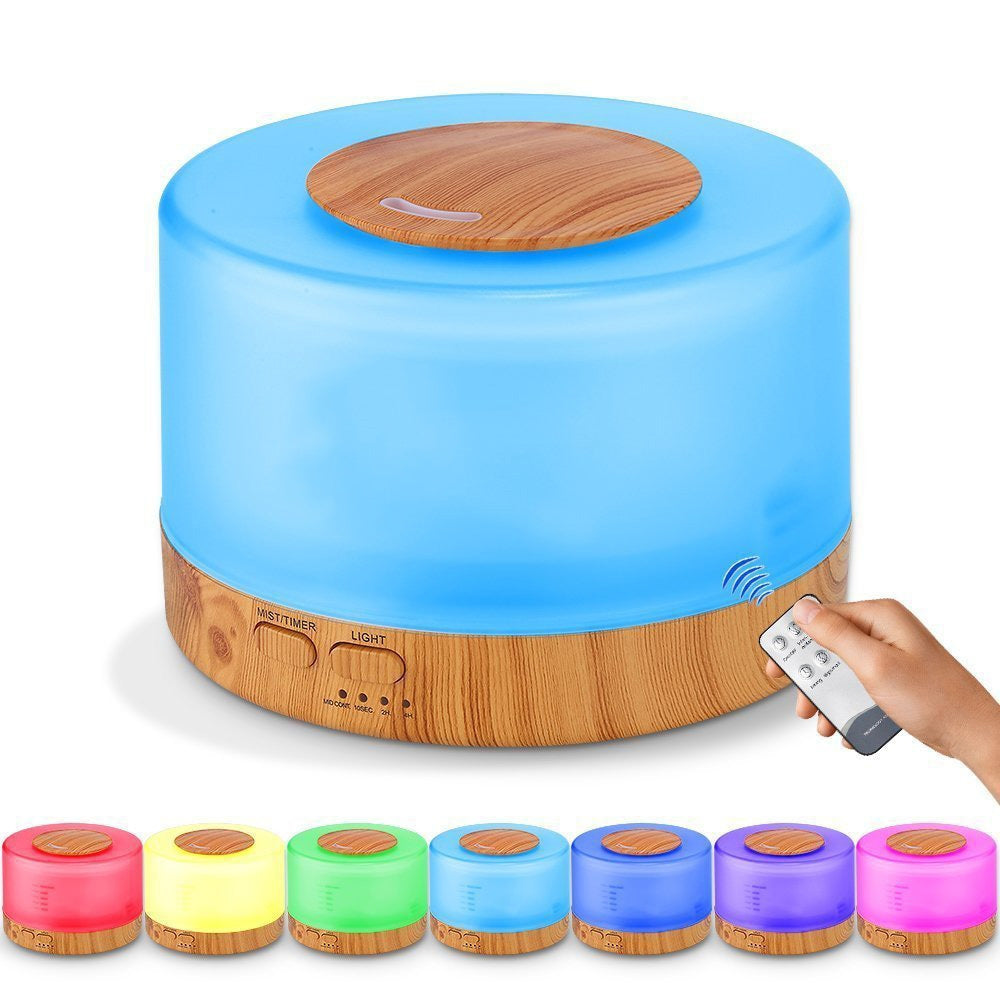 ELECTROPRIME T700 Remote Control Wood Pattern Air Humidifier Automatic Alcohol Sprayer Essential Oil Diffuser Ultrasonic Mist Maker Ultrasonic Aroma Diffuser Atomizer Color LED, Capacity: 700ml, DC 24V, US Plug
