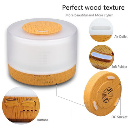 ELECTROPRIME T700 Remote Control Wood Pattern Air Humidifier Automatic Alcohol Sprayer Essential Oil Diffuser Ultrasonic Mist Maker Ultrasonic Aroma Diffuser Atomizer Color LED, Capacity: 700ml, DC 24V, US Plug