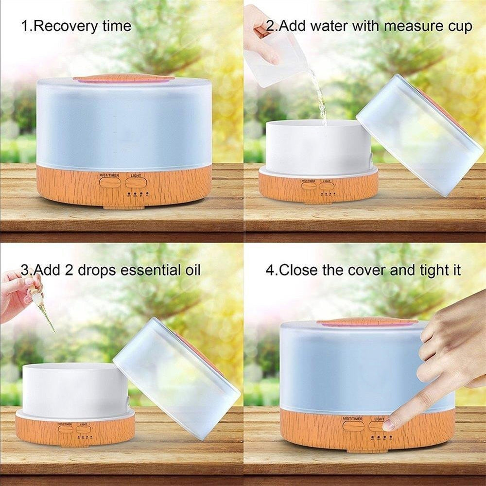 ELECTROPRIME T700 Remote Control Wood Pattern Air Humidifier Automatic Alcohol Sprayer Essential Oil Diffuser Ultrasonic Mist Maker Ultrasonic Aroma Diffuser Atomizer Color LED, Capacity: 700ml, DC 24V, US Plug
