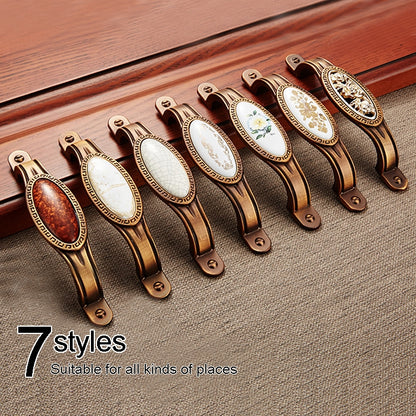 ELECTROPRIME 5008-128 Cabinet Zinc Alloy Retro Handle Coffee Cat Eye Handle (Coffee Crack)