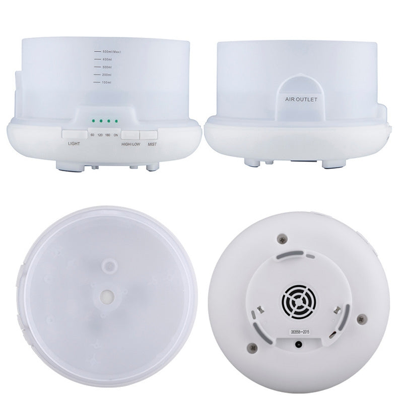 ELECTROPRIME T500 Remote Control Clear White Air Humidifier Automatic Alcohol Sprayer Essential Oil Diffuser Ultrasonic Mist Maker Ultrasonic Aroma Diffuser Atomizer Color LED, Capacity: 500ml, DC 24V, US Plug
