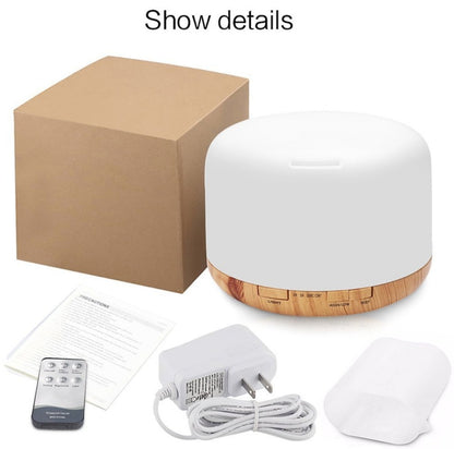 ELECTROPRIME T500 Remote Control Wood Pattern Air Humidifier Automatic Alcohol Sprayer Essential Oil Diffuser Ultrasonic Mist Maker Ultrasonic Aroma Diffuser Atomizer Color LED, Capacity: 500ml, DC 24V, US Plug