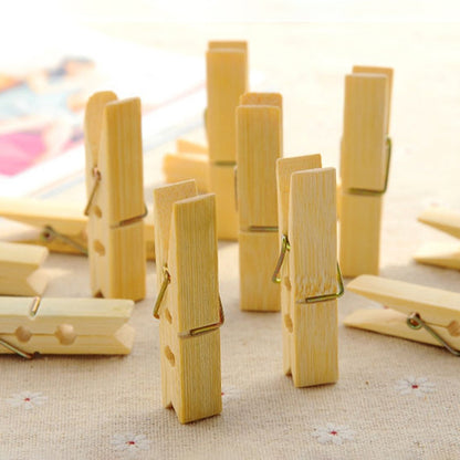 ELECTROPRIME 100pcs Multi-function Mini Bamboo Clothes Photo Paper Peg Clothespin Laundry Hanger Clip