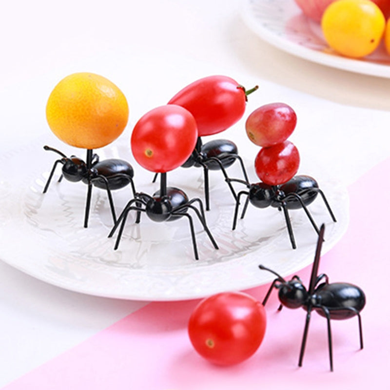 ELECTROPRIME 12pcs / Box Worker Ant Fruit Forks Snack Cake Dessert Tableware Home Kitchen Party Dinner Fruit Pick Kitchen Tool