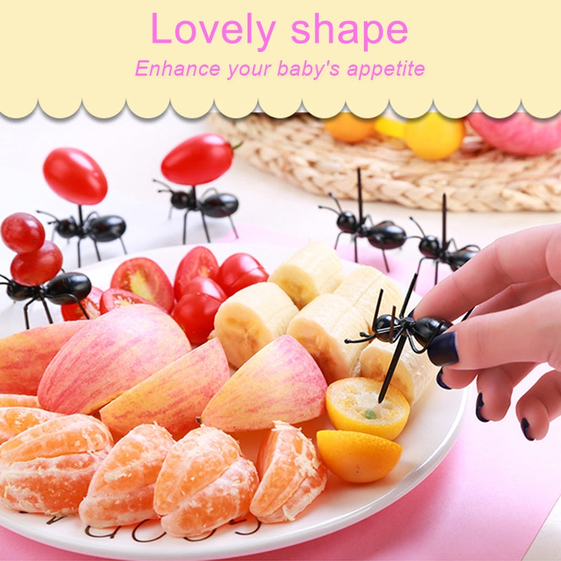 ELECTROPRIME 12pcs / Box Worker Ant Fruit Forks Snack Cake Dessert Tableware Home Kitchen Party Dinner Fruit Pick Kitchen Tool