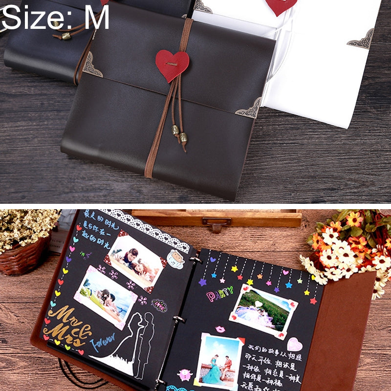 ELECTROPRIME DIY Creativity Loose-leaf Imitation Leather Retro Love Heart Lock Pattern Commemorative Photo Album, Size: M