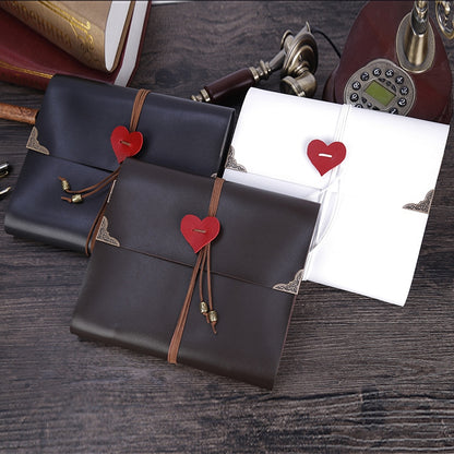 ELECTROPRIME DIY Creativity Loose-leaf Imitation Leather Retro Love Heart Lock Pattern Commemorative Photo Album, Size: M