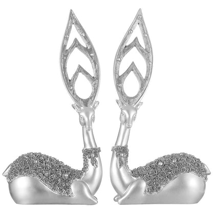 ELECTROPRIME Creative European Style Sika Deer Resin Ornaments Gift Home Decor, Size:28.5*14*7cm(Silver)