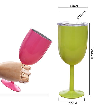 ELECTROPRIME New Fashion Stainless Steel Vacuum Cup Red Wine Cocktail Goblet Creative Gift (Pink)