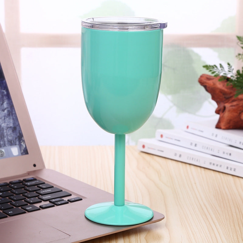ELECTROPRIME New Fashion Stainless Steel Vacuum Cup Red Wine Cocktail Goblet Creative Gift (Mint Green)