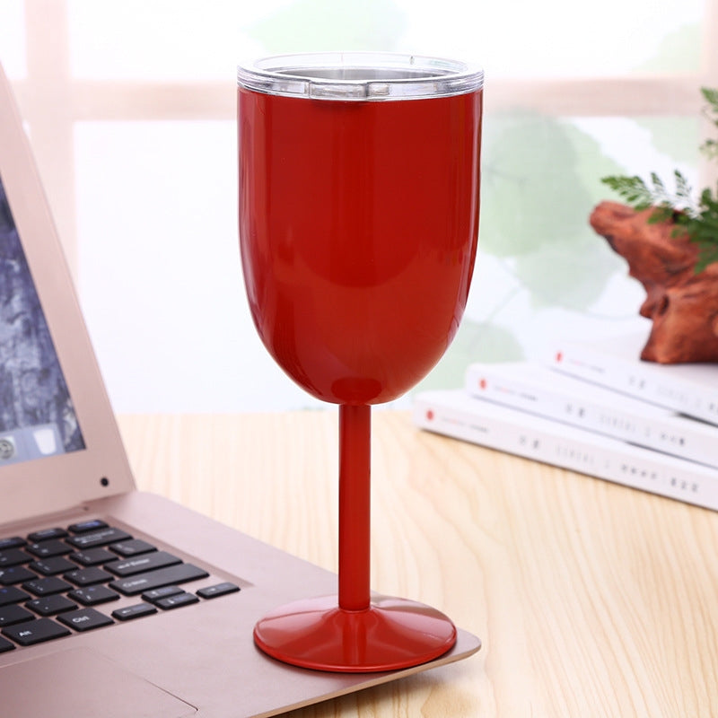 ELECTROPRIME New Fashion Stainless Steel Vacuum Cup Red Wine Cocktail Goblet Creative Gift (Red)