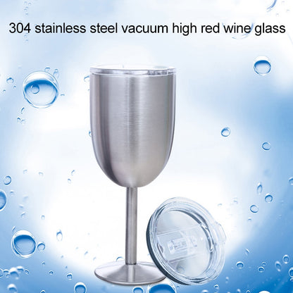 ELECTROPRIME New Fashion Stainless Steel Vacuum Cup Red Wine Cocktail Goblet Creative Gift(Silver)