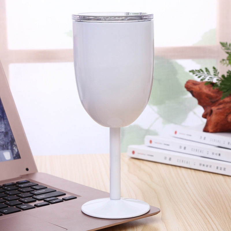 ELECTROPRIME New Fashion Stainless Steel Vacuum Cup Red Wine Cocktail Goblet Creative Gift (White)