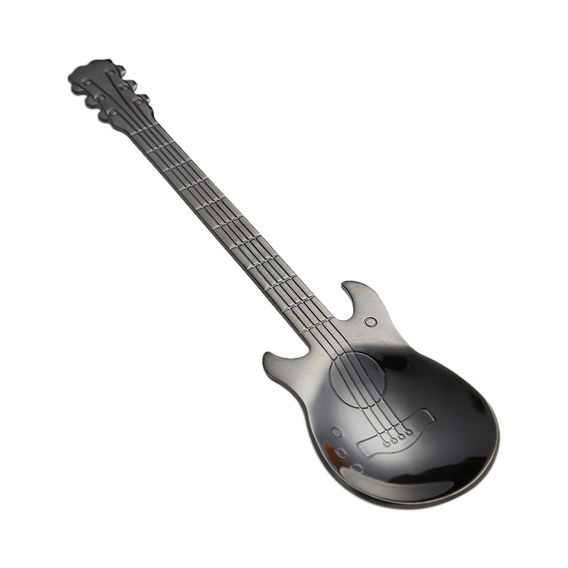 ELECTROPRIME Creative Stainless Steel Guitar Shape Coffee Spoon Mixing Spoon(Black)