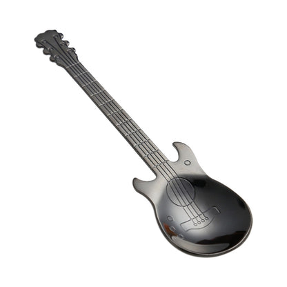 ELECTROPRIME Creative Stainless Steel Guitar Shape Coffee Spoon Mixing Spoon(Black)