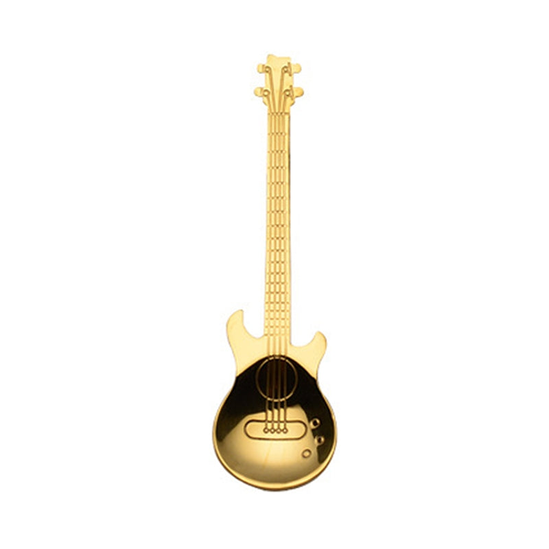 ELECTROPRIME Creative Stainless Steel Guitar Shape Coffee Spoon Mixing Spoon(Gold)
