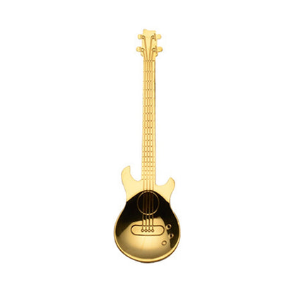 ELECTROPRIME Creative Stainless Steel Guitar Shape Coffee Spoon Mixing Spoon(Gold)