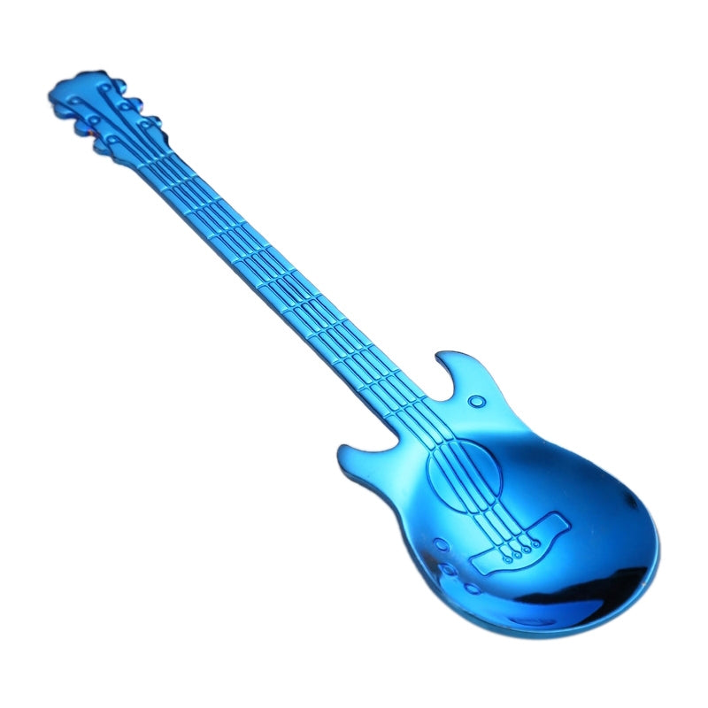 ELECTROPRIME Creative Stainless Steel Guitar Shape Coffee Spoon Mixing Spoon(Blue)