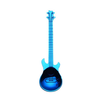 ELECTROPRIME Creative Stainless Steel Guitar Shape Coffee Spoon Mixing Spoon(Blue)