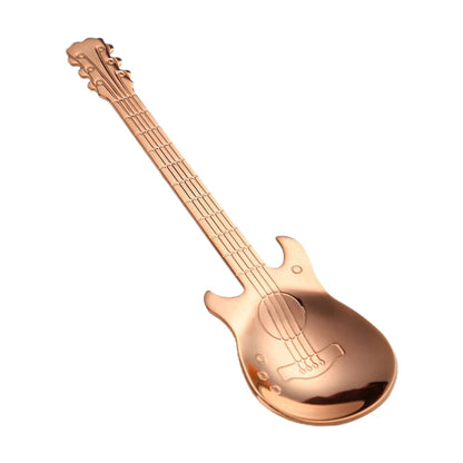 ELECTROPRIME Creative Stainless Steel Guitar Shape Coffee Spoon Mixing Spoon(Rose Gold)