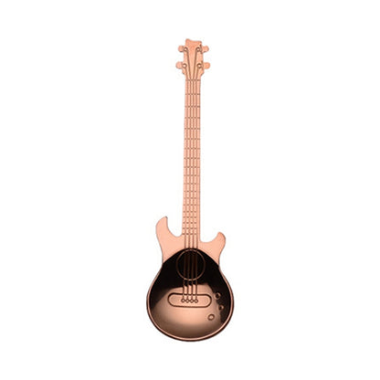 ELECTROPRIME Creative Stainless Steel Guitar Shape Coffee Spoon Mixing Spoon(Rose Gold)