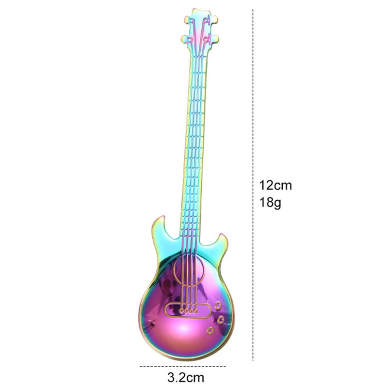 ELECTROPRIME Creative Stainless Steel Guitar Shape Coffee Spoon Mixing Spoon(Rose Gold)