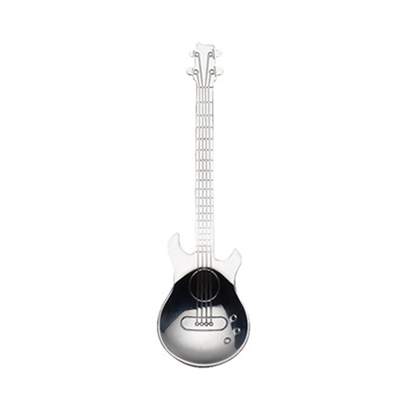 ELECTROPRIME Creative Stainless Steel Guitar Shape Coffee Spoon Mixing Spoon(Silver)