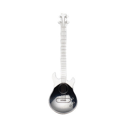ELECTROPRIME Creative Stainless Steel Guitar Shape Coffee Spoon Mixing Spoon(Silver)