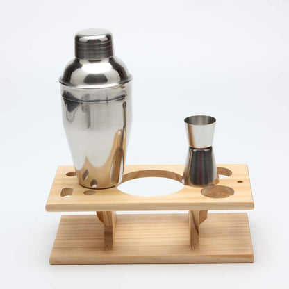 ELECTROPRIME 9 in 1 Stainless Steel Cocktail Shaker Tools Set with Wooden Mount, Capacity: 750ml