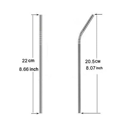 ELECTROPRIME 4pcs Reusable Stainless Steel Drinking Straw + Cleaner Brush Set Kit,  215*6mm(Colour)